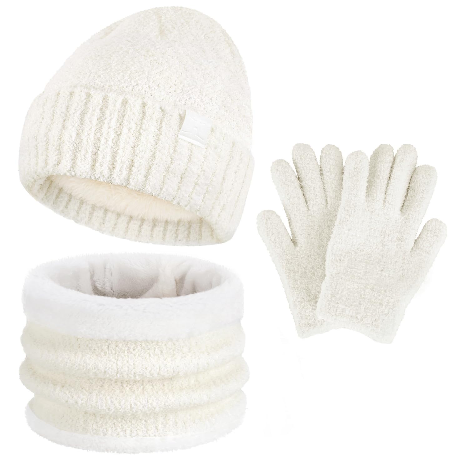Toddler Kids Winter Hat Scarf Gloves Set Cold Weather Beanie Hats Fleece Neck Warmer for 4 5 6 7 8 Year Old Boys Girls Gifts