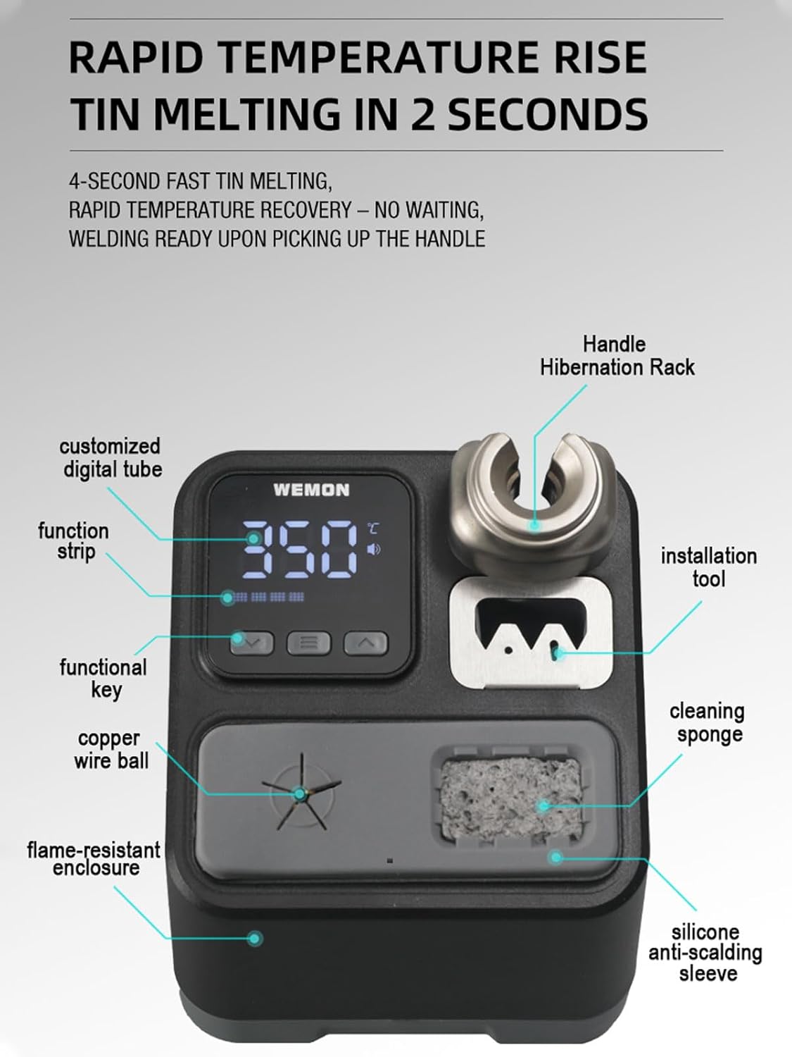 Professional Soldering Station with T210 Handle, 65W Intelligent PID Constant Temperature Control, LCD Display, 2-Second Tin Melting, for Electronics Repair & PCB Work(212°F to 896°F)