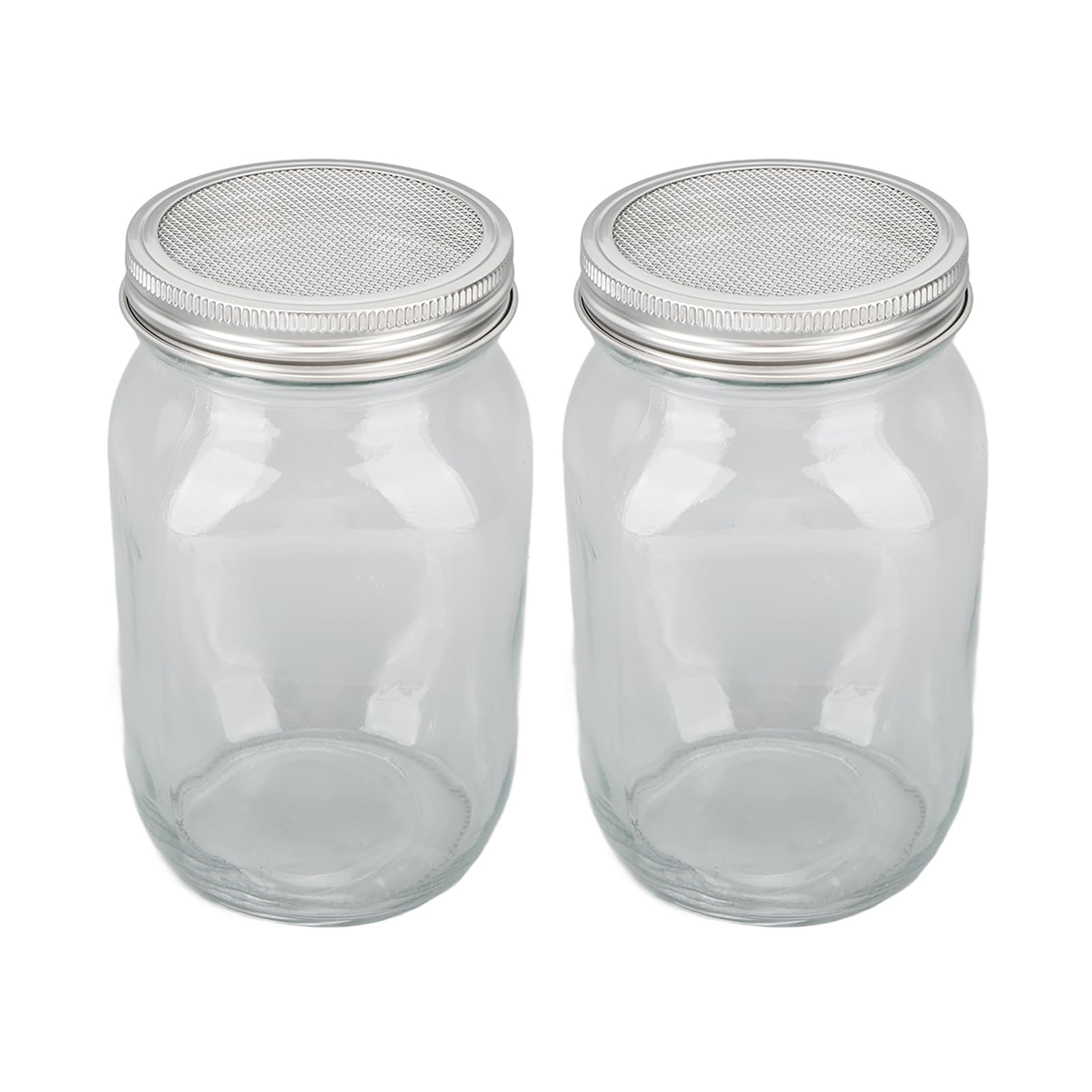 Lot de 2 Bocaux de Germination, Kit de Culture de Germes de Brocoli Mason Jar Kit de Germination Kit de Culture de Micro-verts avec Couvercle en Maille, Bouche Large, Drainage Facile pour la Culture D
