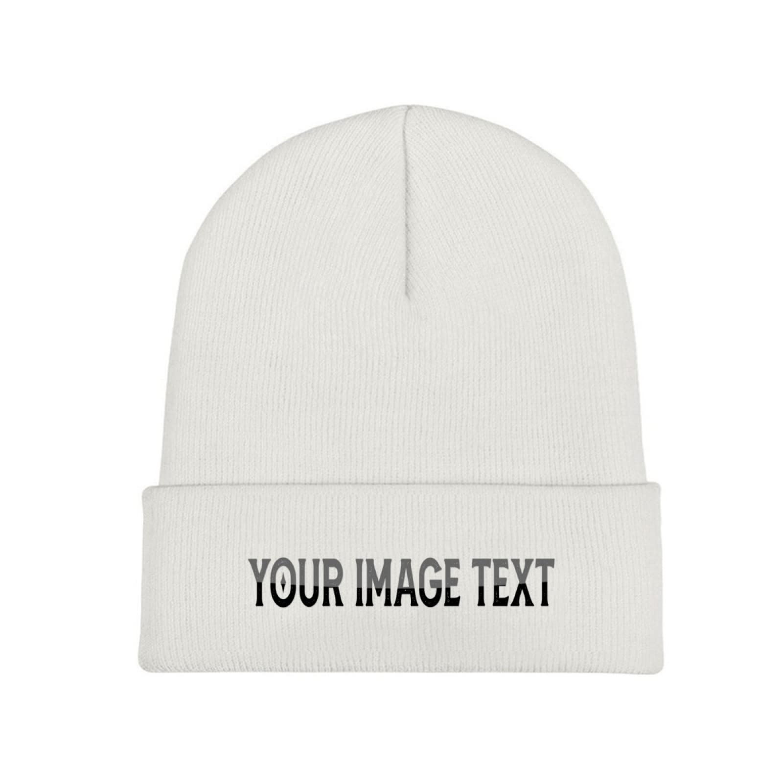 Miujonvy Custom Unisex Warm Soft Headwear for Men Women Custom Logo Cuffed Beanie Hat White