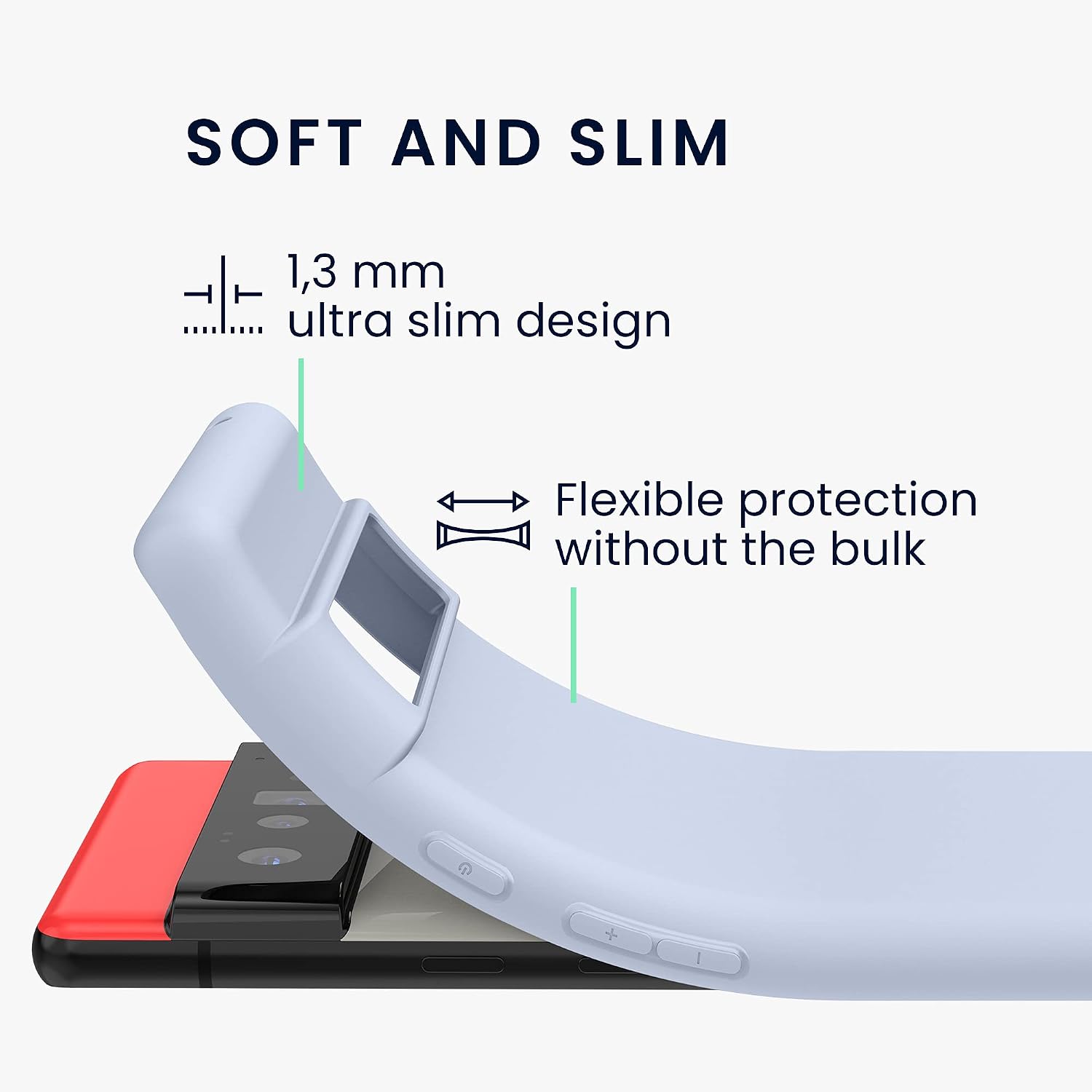 kwmobile Case Compatible with Google Pixel 6 Pro Case - Soft Slim Protective TPU Silicone Cover - Light Blue Matte