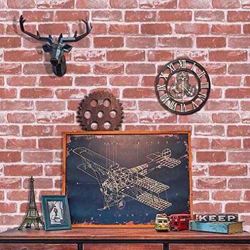 Timeet Red Faux Brick Wallpaper Peel And Stick Wallpaper 17.7" X 118.11" Self Adhesive Wallpaper Stick On Wallpaper Christmas Fireplcae Decoration Easy To Install #TOP8