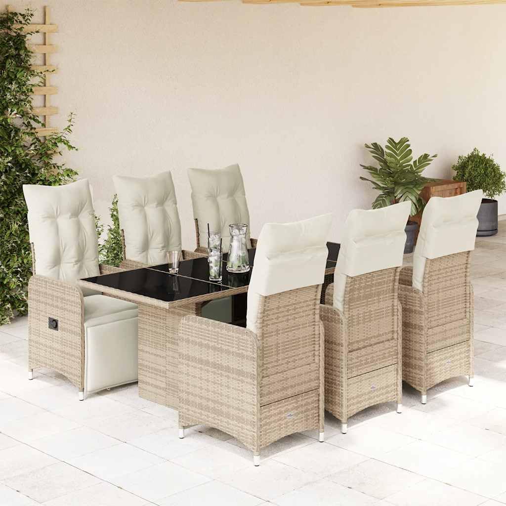 Juego de 7 muebles de jardín con cojines de ratán sintético marrón