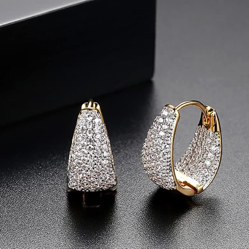 Chunky 14K Gold Round Hoop Earrings with Sparkling Moissanite for Women, Luxury Huggie Style, Trendy Fashion Jewelry Gift, Suitable for Evening Events and Parties - Image 5