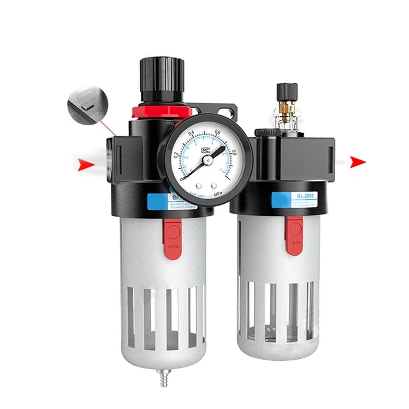 Compressore d'Aria FRL unità 1/4 3/8 1/2 BFC2000 BFC3000 BFC4000 Regolatore Filtro separatore Acqua Olio(Plastic4000 w PC,2000)