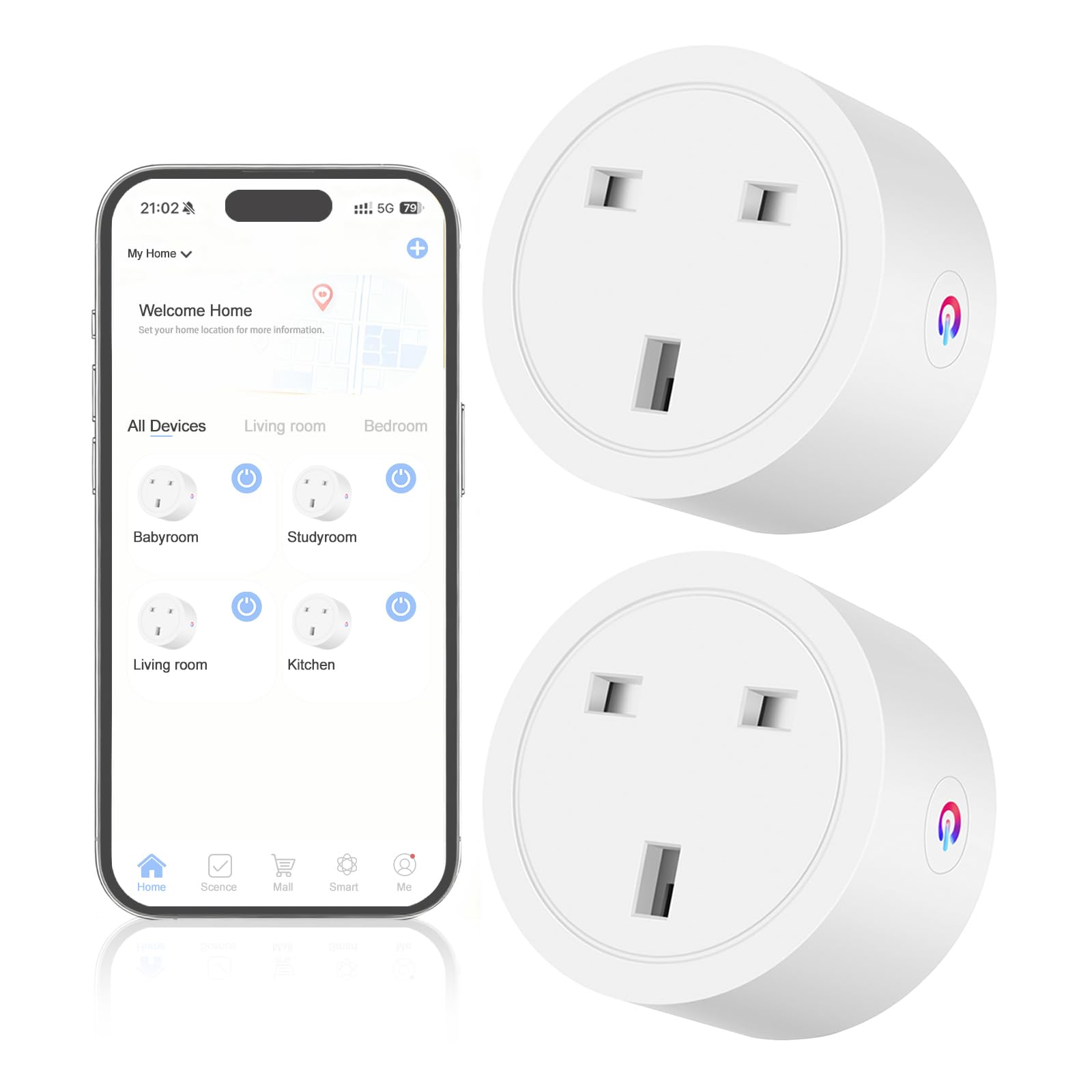 Oblinple Smart Plug 13A Alexa Plugs that Work with Alexa Google Home Wifi Plugs with Energy Monitoring Voice Control Timer Function Smart Life/Tuya App Remote Control WiFi Socket 2.4GHz Wi-Fi Only