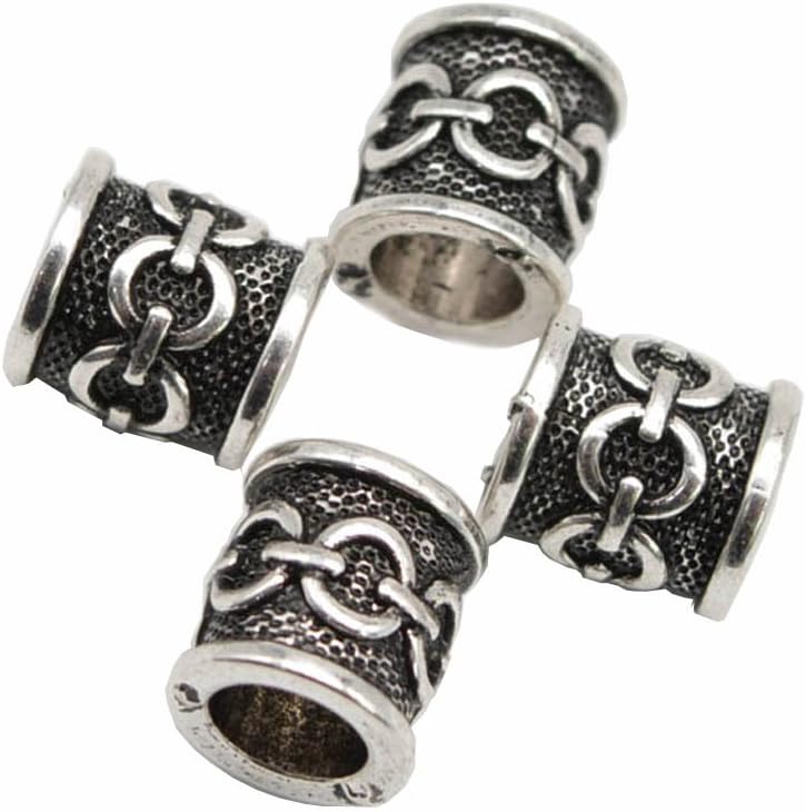 5pcs Antique Silver Viking Chains Vikings Beads for Bracelets for Pendant Necklace for Beard Hair Beads