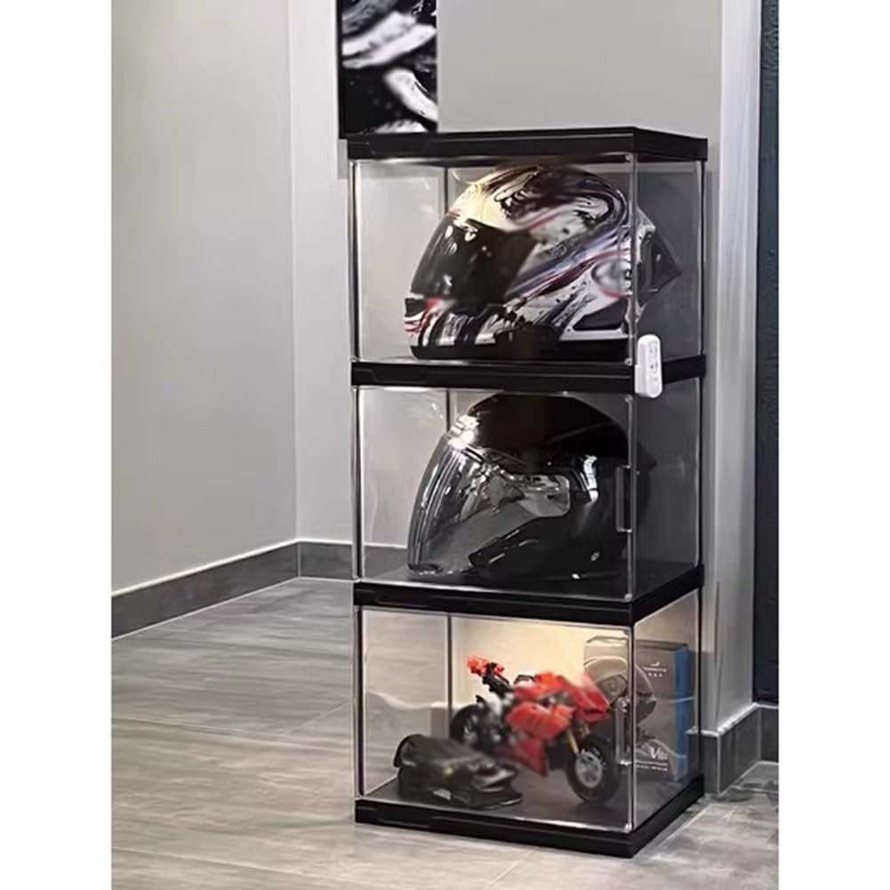 Expositor de Sombreros, Vitrina para Cascos, Soporte para Vitrina de Cascos, Vitrina Transparente de tamaño Completo para Cascos de Motocicleta, Caja Transparente para Figuras coleccionables