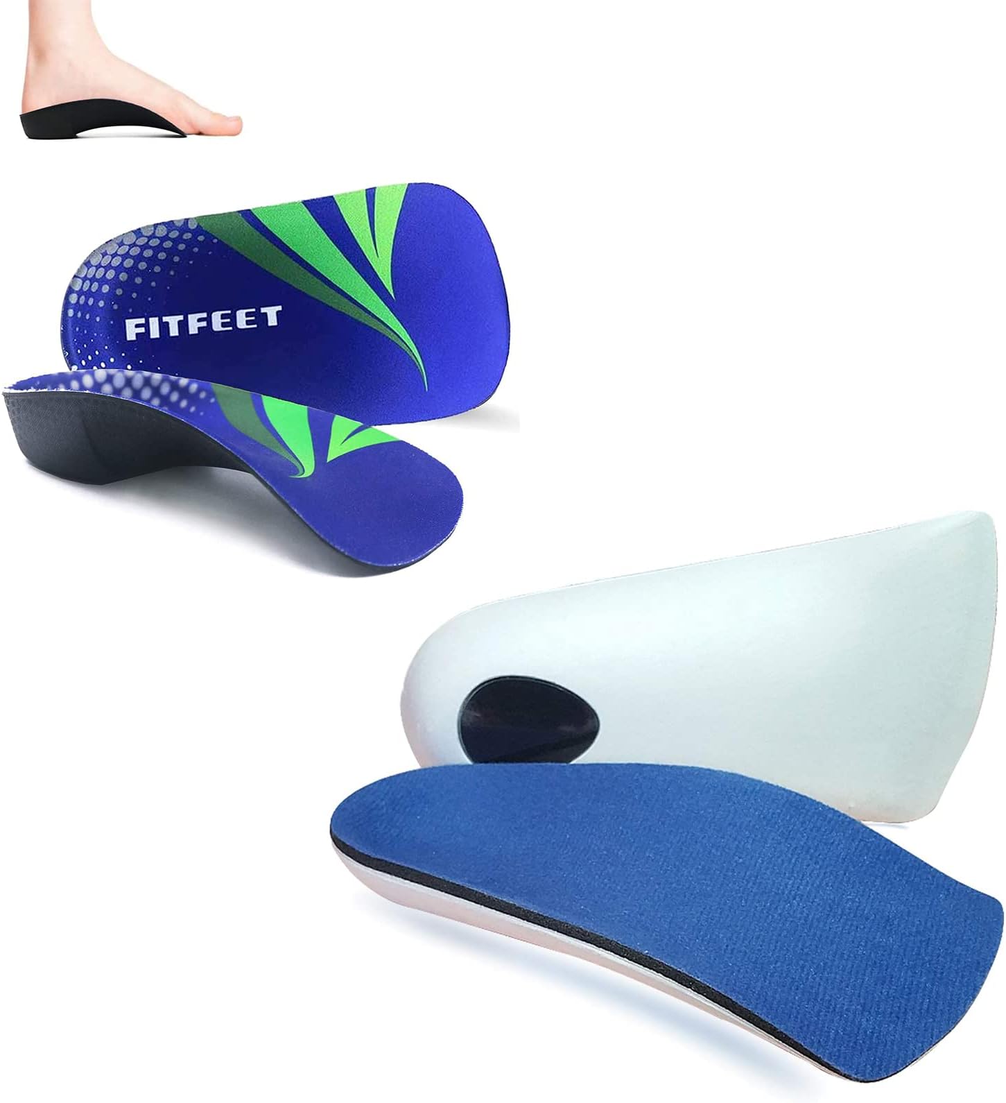 3/4 Length Comfortable Low Arch Support Insoles and Sturdy High Arch Support Orthotic Inserts for Men and Women
