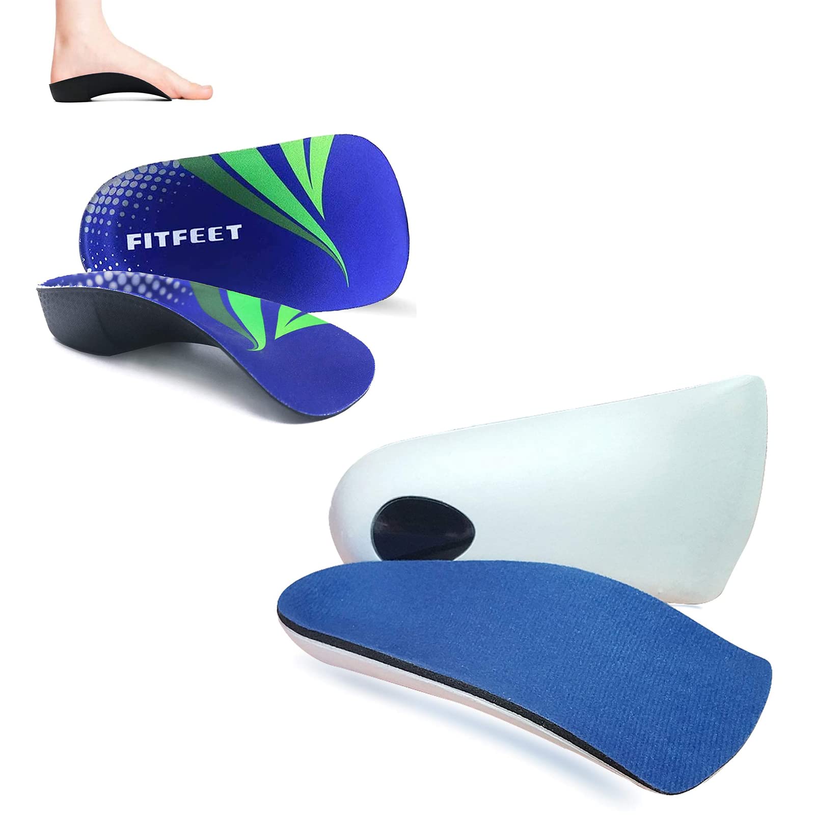 3/4 Length Comfortable Low Arch Support Insoles and Sturdy High Arch Support Orthotic Inserts for Men and Women