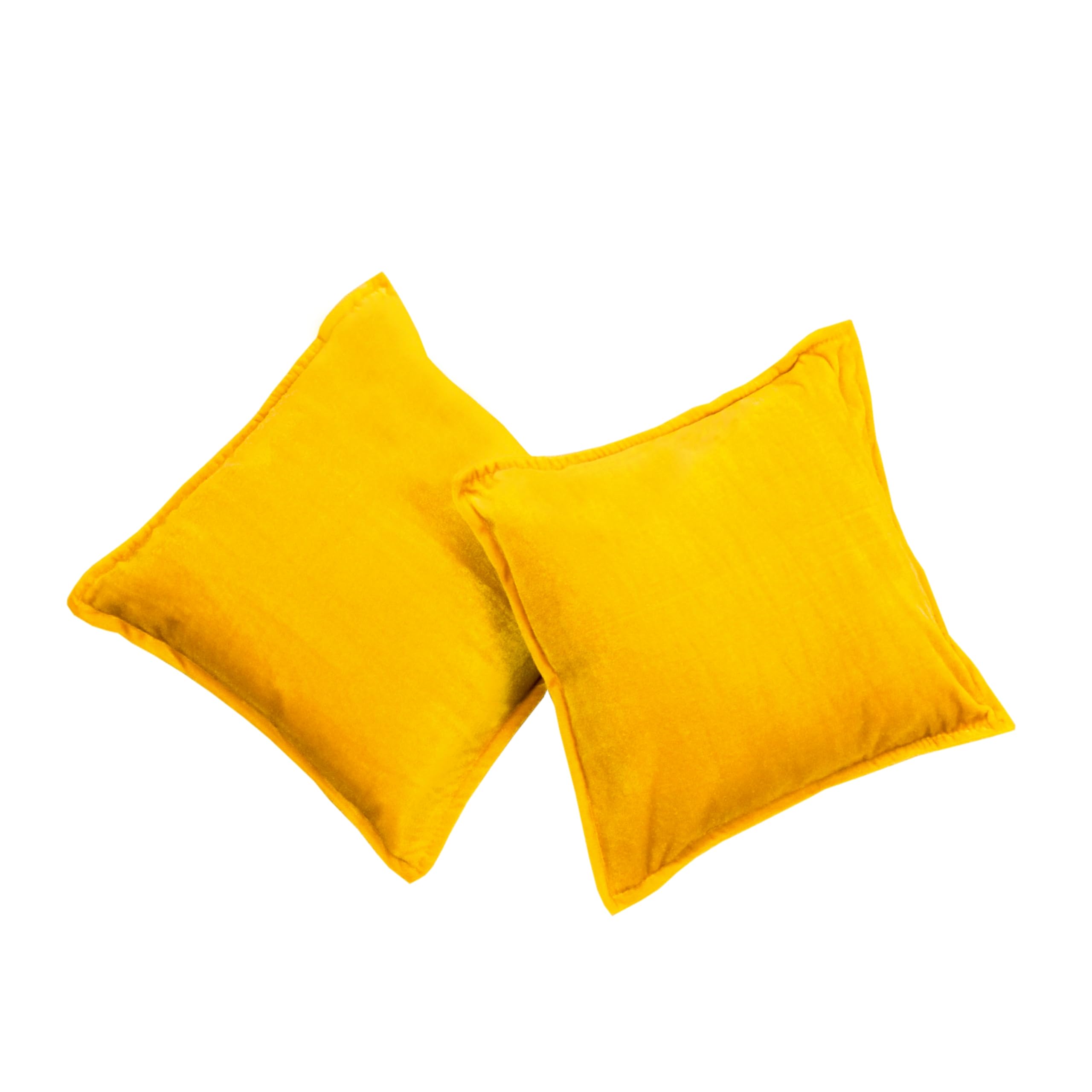 Creations Set of 2 Piece 12”inch x 12” inch Solid Plain Velvet Cushion Covers 200TC Soft and Bright Wrinkle Resistant Honey Yellow Color Decorative Throw Pillow Covers for Cushion-image-44