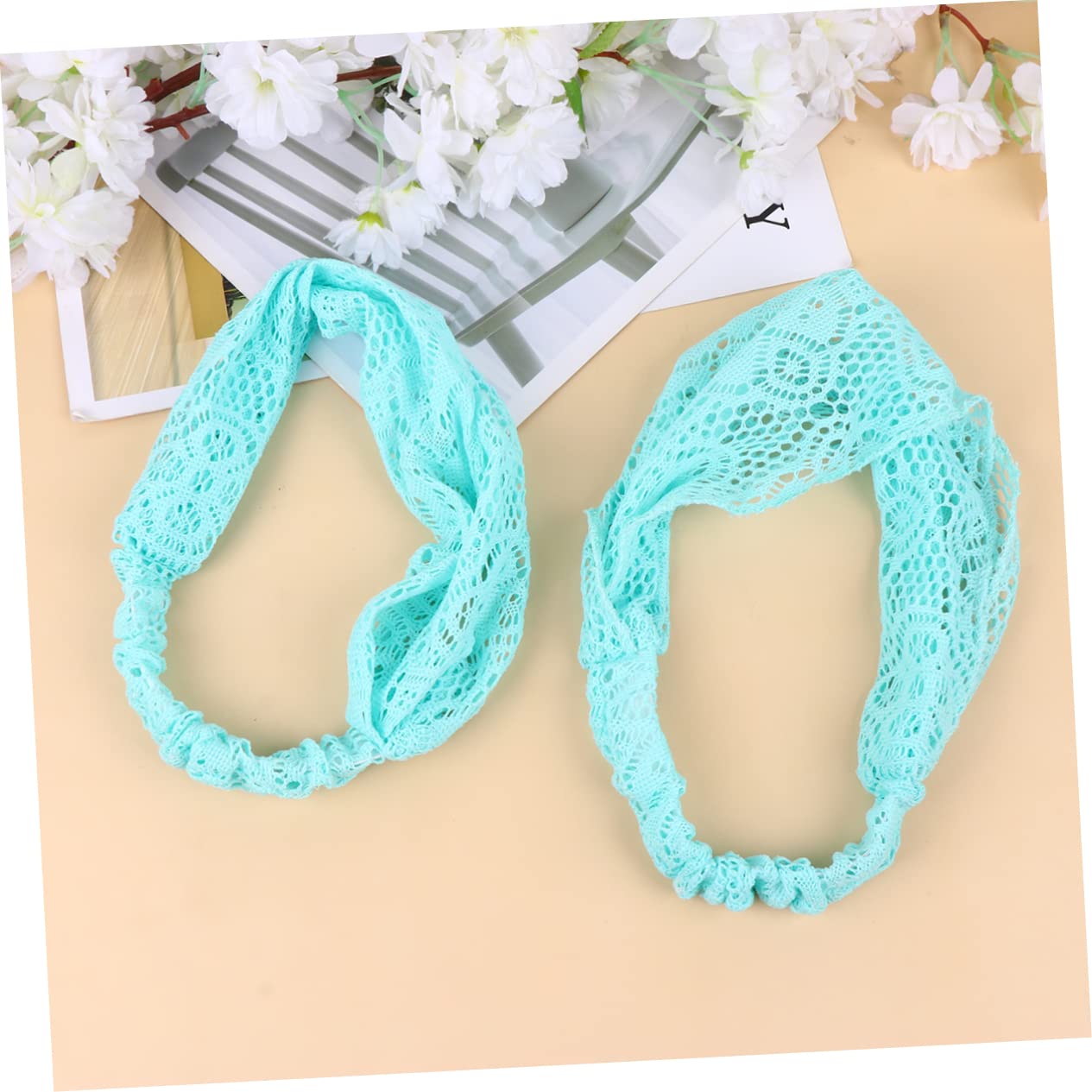 Ipetboom 4pezzi Fascia Pizzo Elasticizzata Per Donne e Ragazze Da Blu Accessorio Elegante Per Occasioni e Uso Quotidiano Design Chic e Lavorazione Raffinata Per Look Romantico