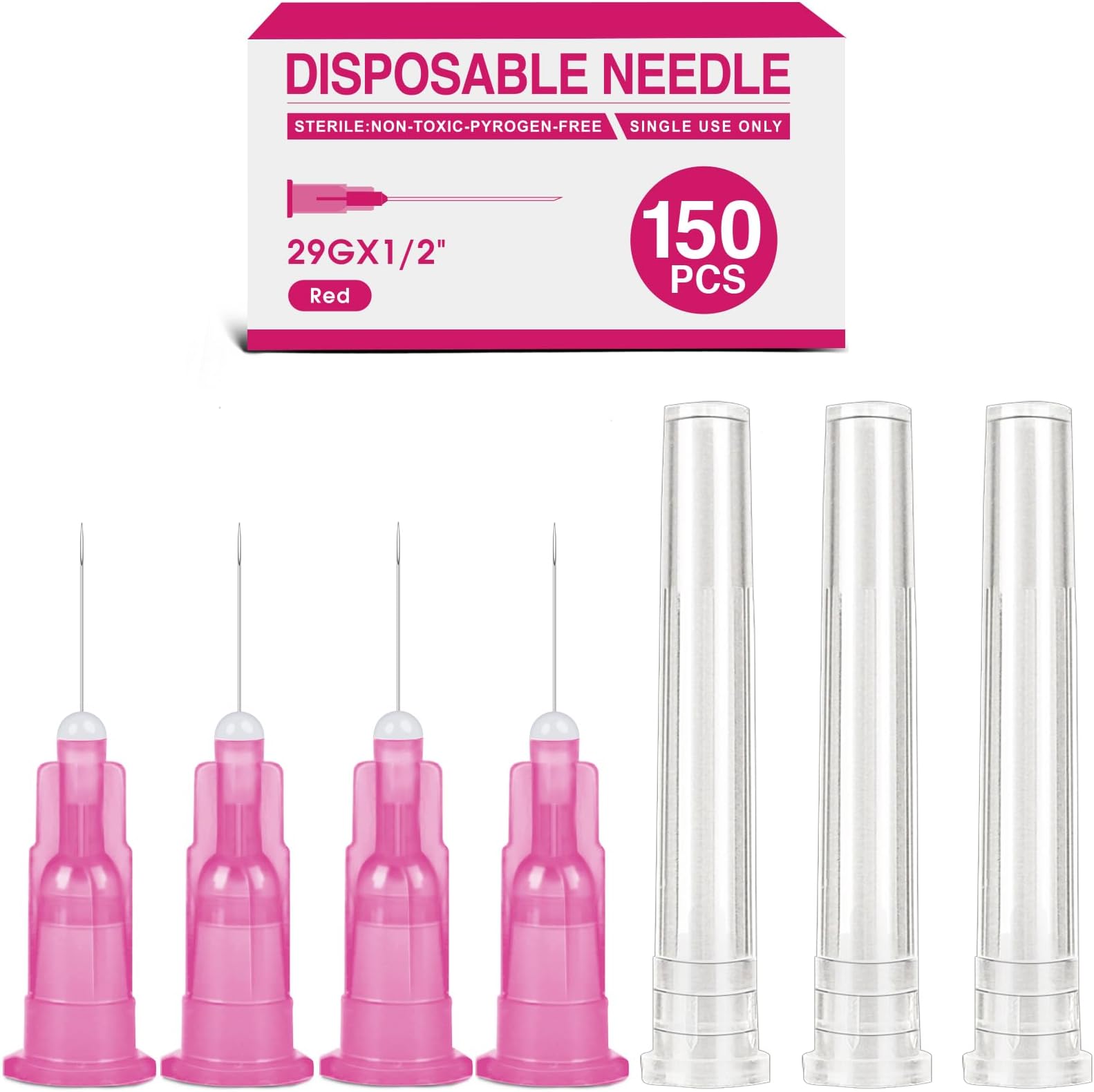 TENKAIWICK 150 Pack 29 Ga 0.5 Inch Luer Lock,Lab Accessories, Industrial Dispensing Accessories, Individually Packaged