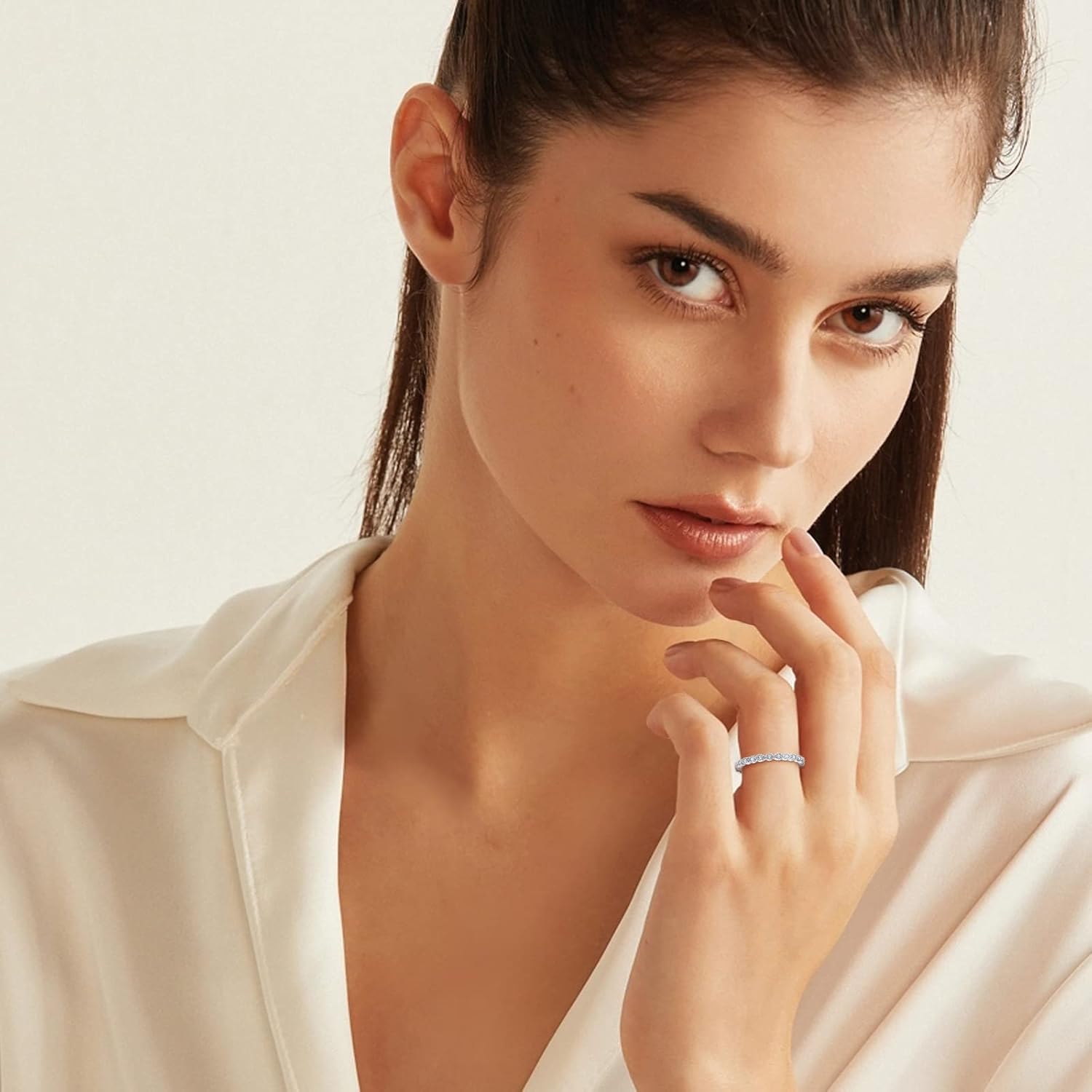 Women 925 Sterling Silver Rings, Stackable Wedding Bands Rings for Women, Women's Eternity Rings, Marquise CZ Promise Rings for Her Size 5-10 - Image 4