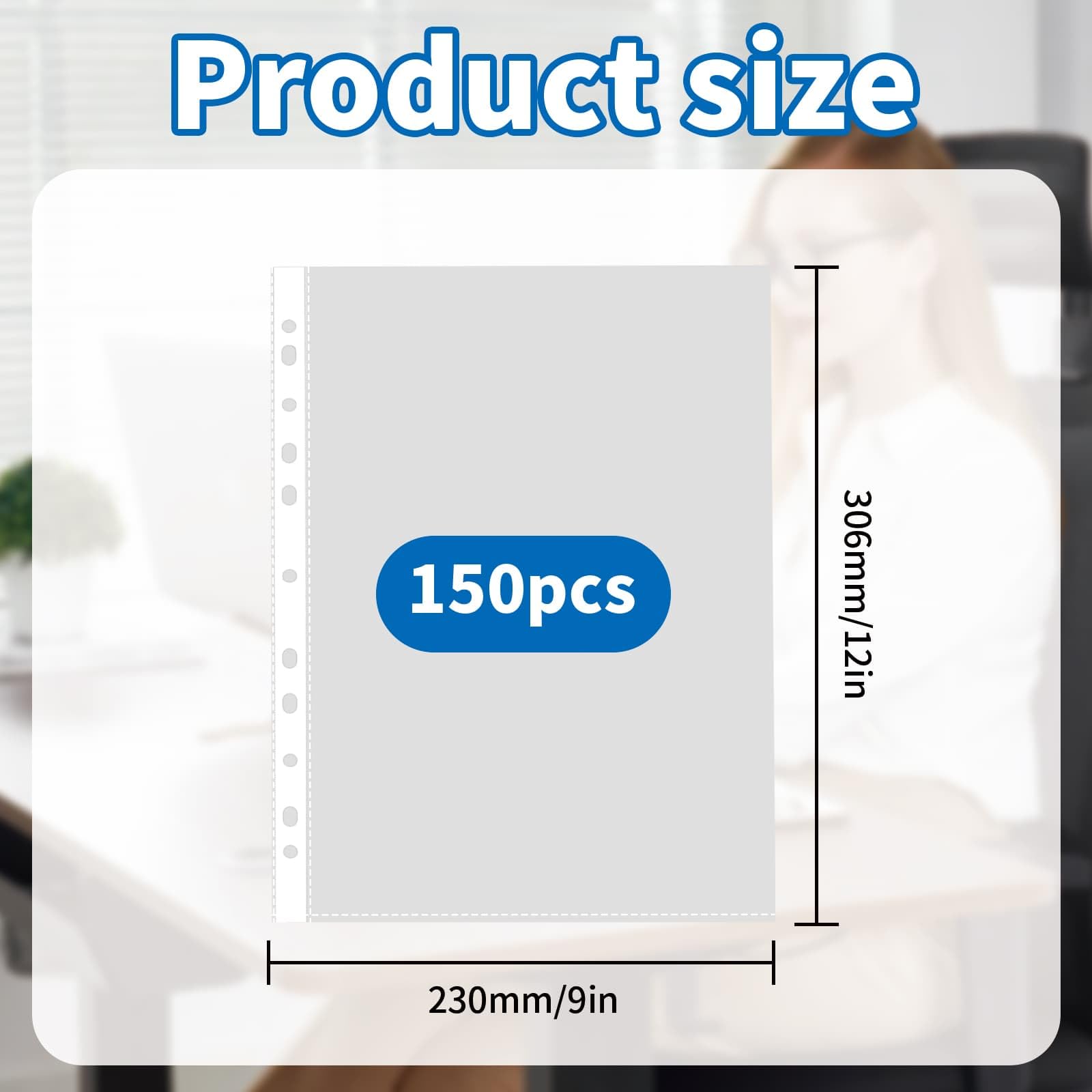 150 Quality A4 Punched Pockets,Clear A4 Plastic Sleeves, Reinforced Spine - Image 2