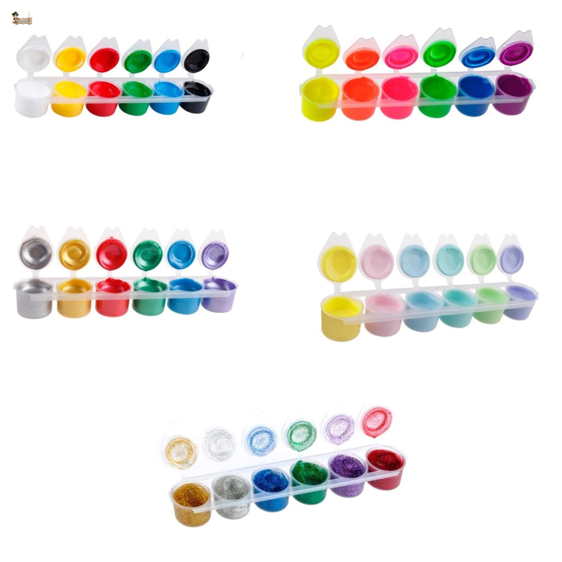 BricoLoco - Kit di 30 tempere di colori primari diversi Materiale di disegno per bambini e adulti