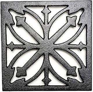 Sungmor Heavy Duty Cast Iron Square Metal Trivet,Rustproof Black Racks Stands Holders for Hot Pans or Teapot,Kitchen or Dinning Table Decorations