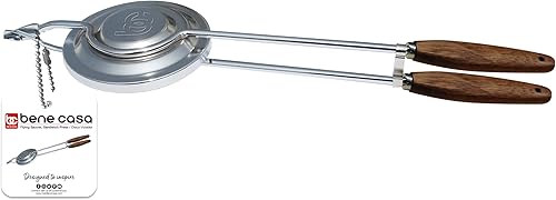 Miniatura 3 de Bene Casa - Prensa de sándwich de platillo volador con asas de madera natural de alta resistencia (16 pulgadas) - Ideal para fogatas o cocinar en