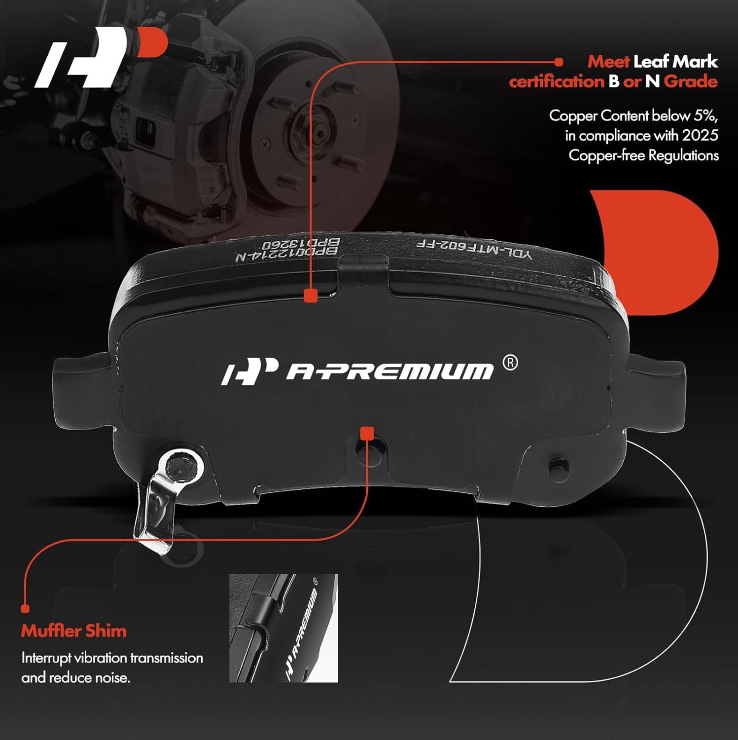 A-Premium 12.01 in (305mm) Rear Solid Disc Brake Rotors + Ceramic Pads Kit Compatible with Chrysler, Dodge and Volkswagen Models - Town & Country/Grand Caravan 2008-2012, Journey/Routan 2009-2012