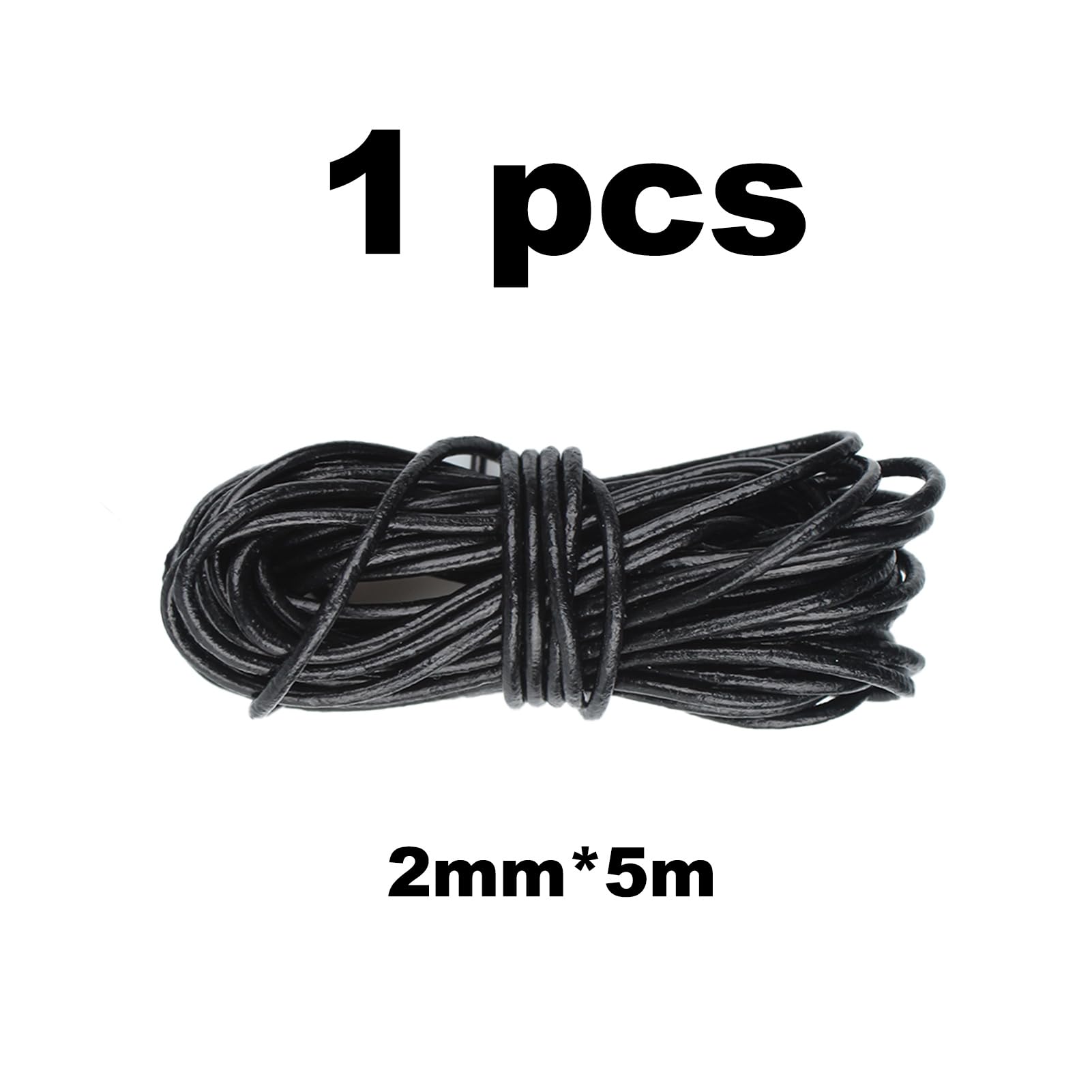 Cordino Rotondo in Cuoio Diametro 2 mm,Lungo 5 m Lacci Cuoio Cordoncino in Pelle Morbida,Cordino di Pelle Cordoncino di Cuoio per Abbigliamento,Artigianato o Decorazioni,Progetti Artistici-Nero