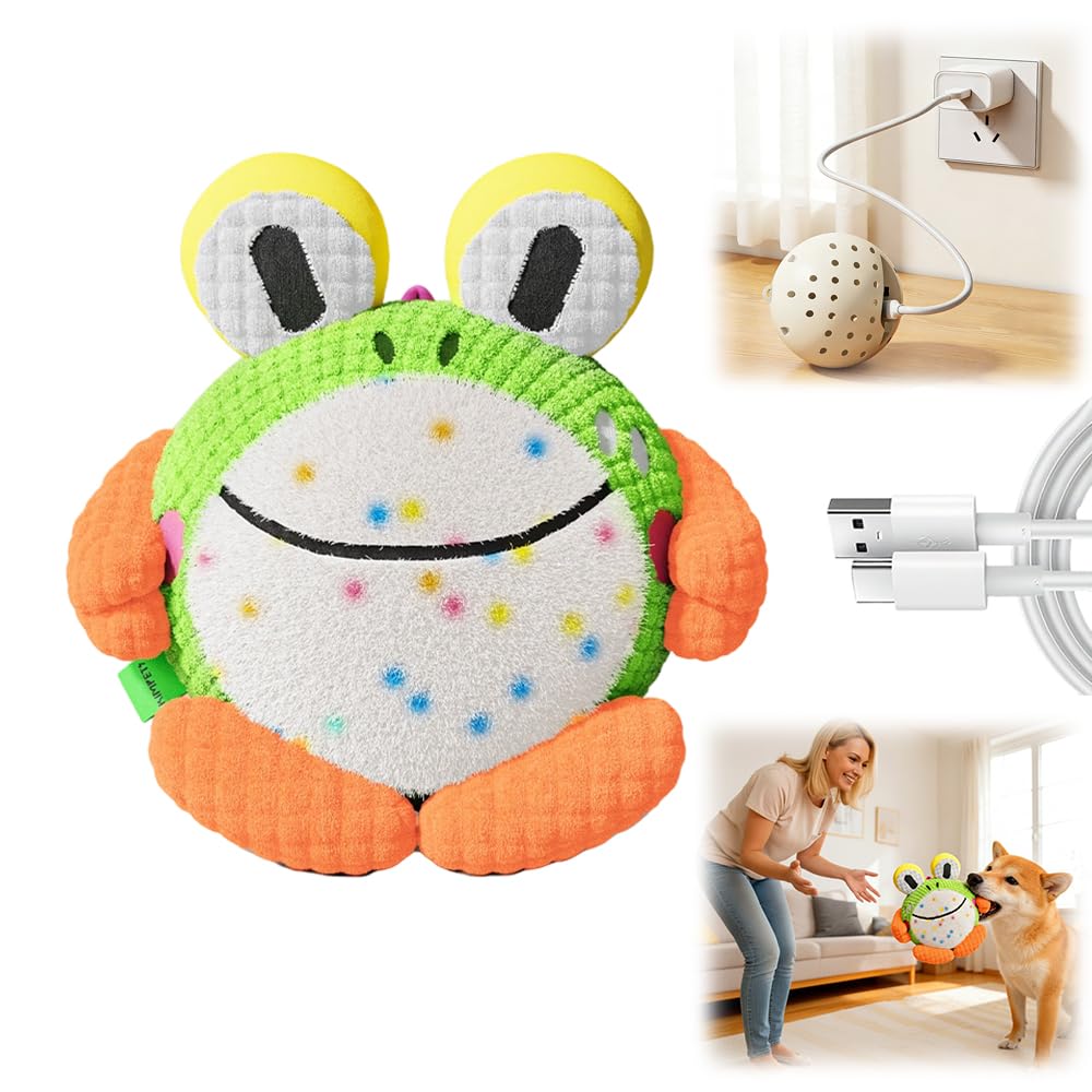 Juguete interactivo para perros, juguetes chirriantes de felpa para mantenerlos ocupados, bola de perros activada por movimiento, juguete de peluche musical para perros pequeños, gatos