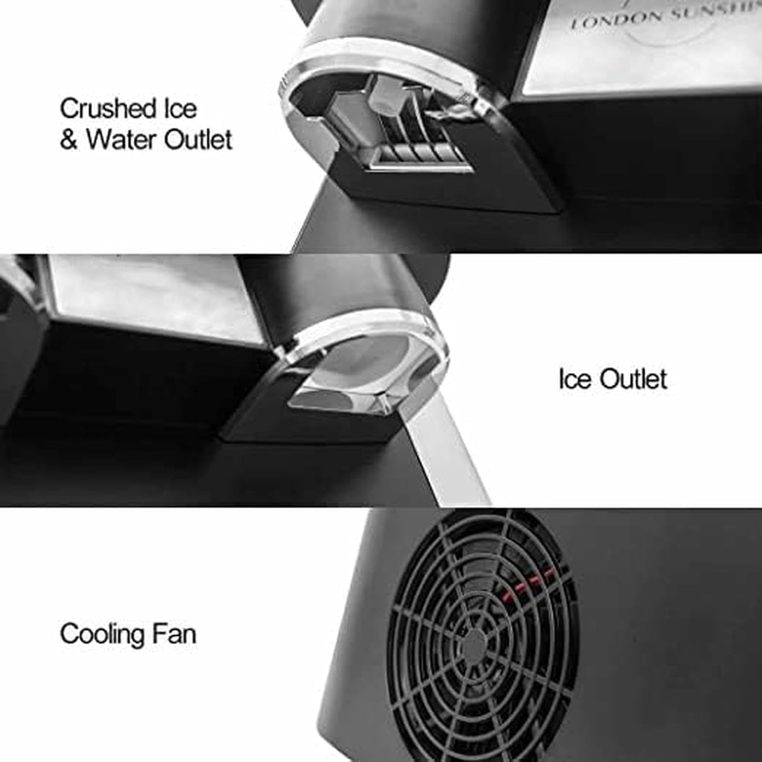 1.8L Ice Maker Machine, with Ice Crusher/Water Dispenser, Touch Controls, Counter Top Ice Machine for Home and Kitchen (Black)
