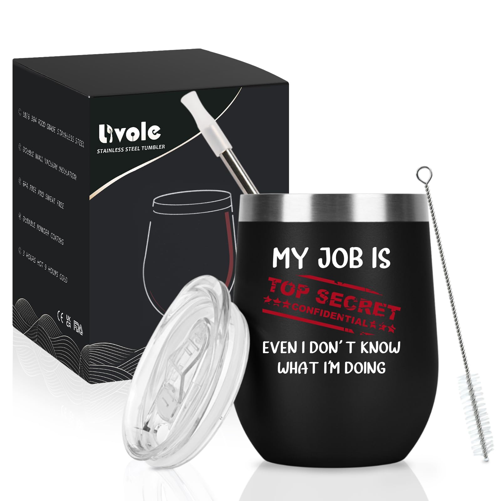 Livole Funny Gifts for Men Work Colleagues, Him, Friends, Dad, Mens Gifts for Christmas My Job is Top Secret Mug