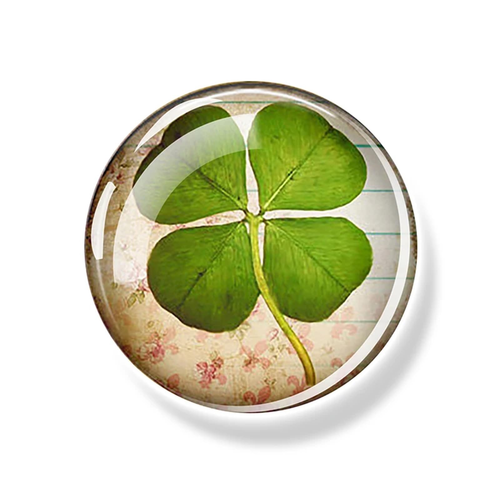 Glass Magnets 6pcs Clover Magnet Fridge Shamrock Stickers Four Leaf Lucky Glass Dome Refrigerator Magnets Home Decor(Color-03)