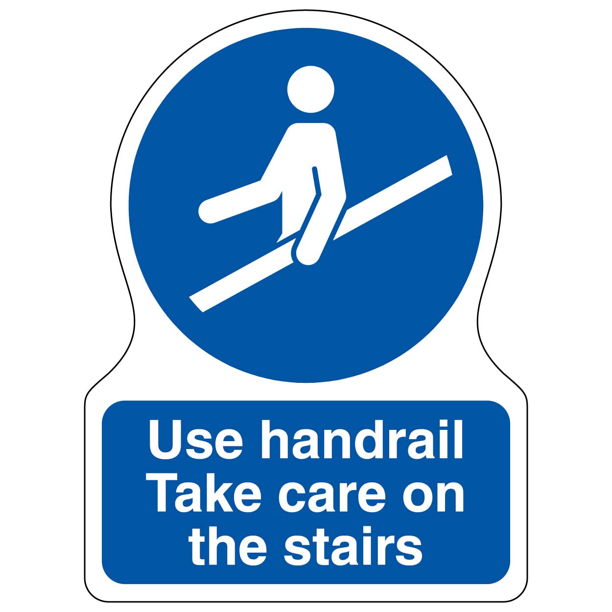 V Safety Shaped Safety Sign - Use Handrail Take Care On The Stairs -200X300-1MM Rigid Plastic