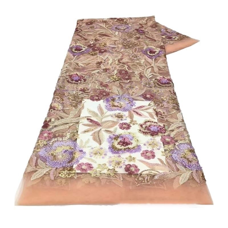 Tissu dentelle paillettes colorées bricolage couture robe brodée 5 yards