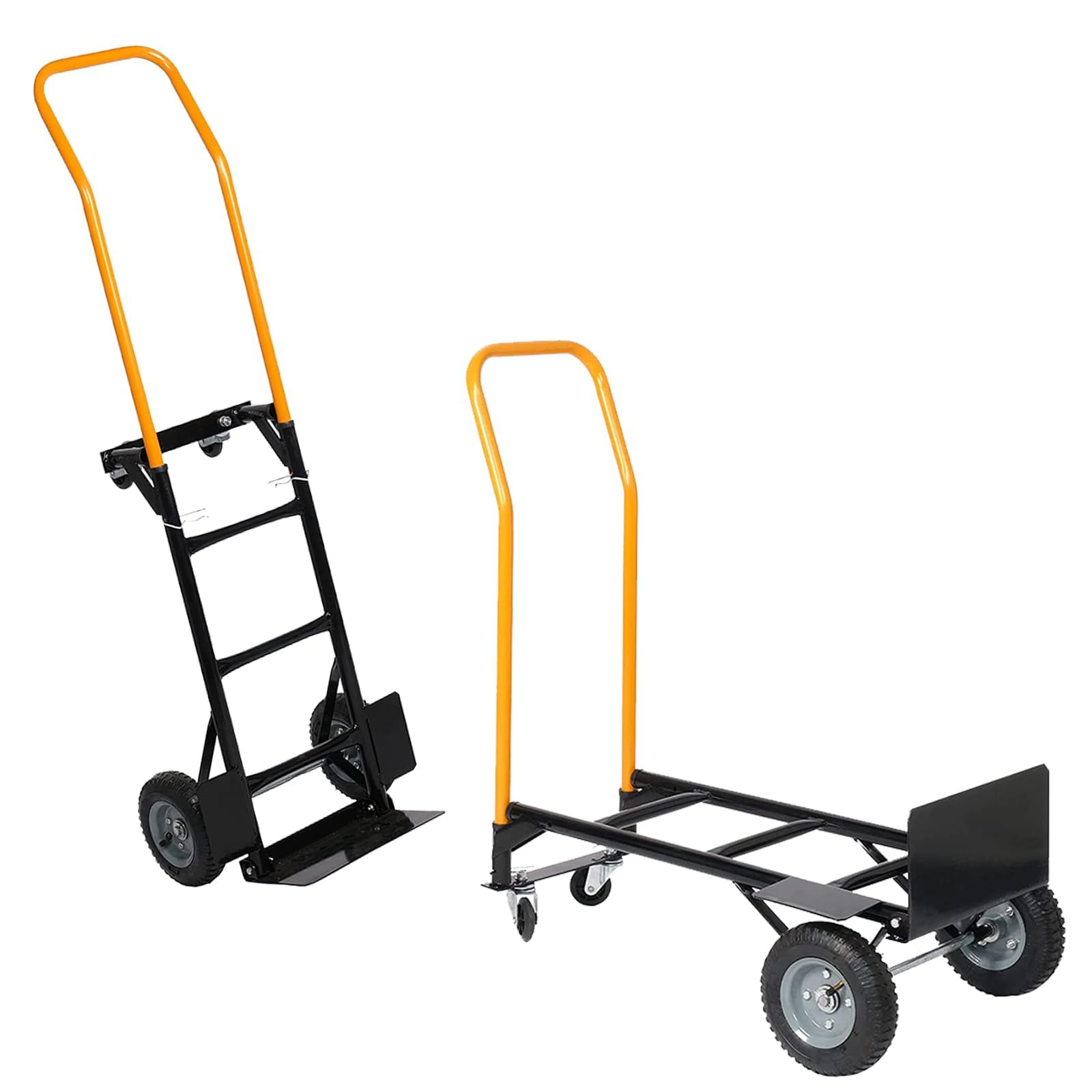 2-in-1 Umwandelbarer Handwagen & Plattformwagen – Faltbar Mit Teleskopgriff, 400 Lbs Tragkraft, 4 Pannensichere Solide Reifen, Schwerlast Transportwagen Für Garten, Lager, Umzug, Büro, Industrie