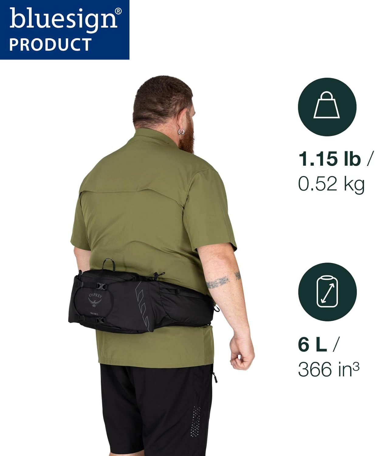Osprey Talon 6L Men's Lumbar Hiking Waist Pack - Fanny Pack with Water Bottle Holders