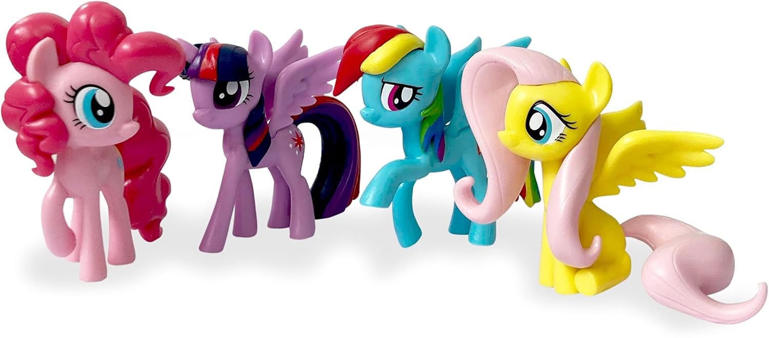 Figuras Little Pony Set 4 Ponis Pinkie Pie Twilight Sparkle Rainbow Dash Fluttershy 6-7 cm Figuras Pony Juguetes Niñas Regalo Coleccionables