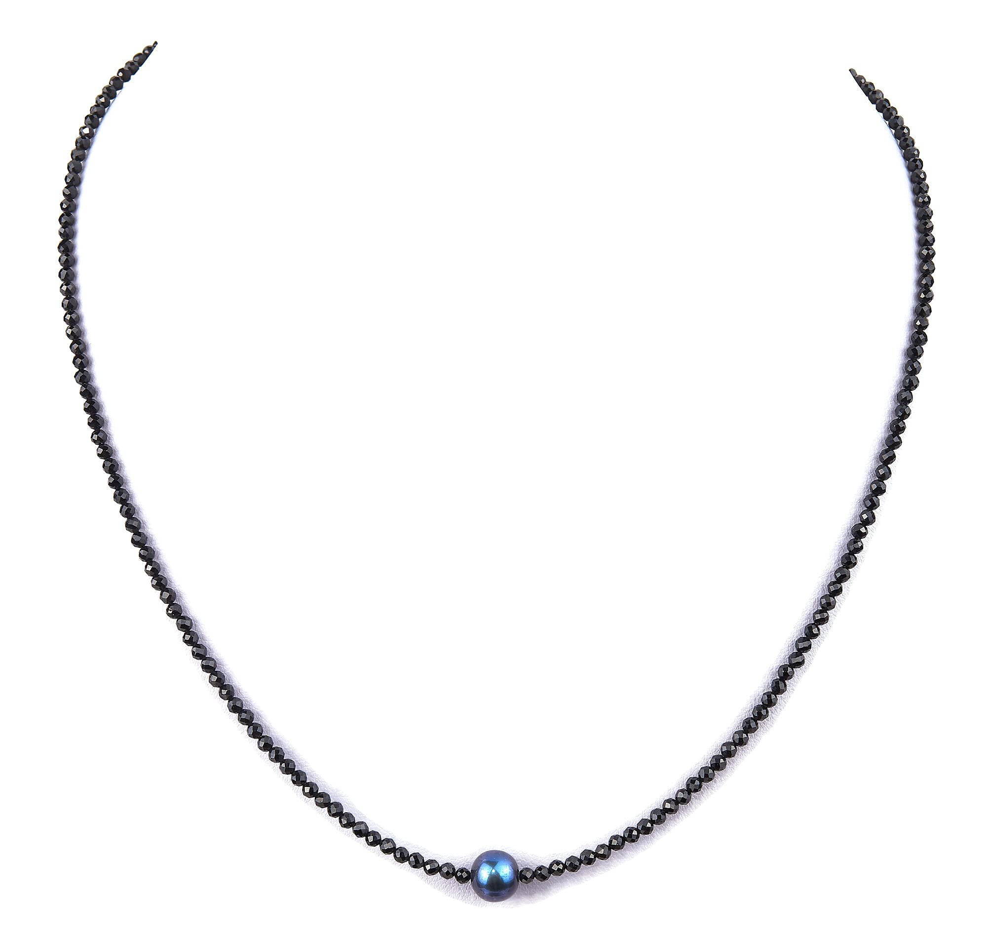 Spinell Perle Kette 925 Silber schwarze Halskette