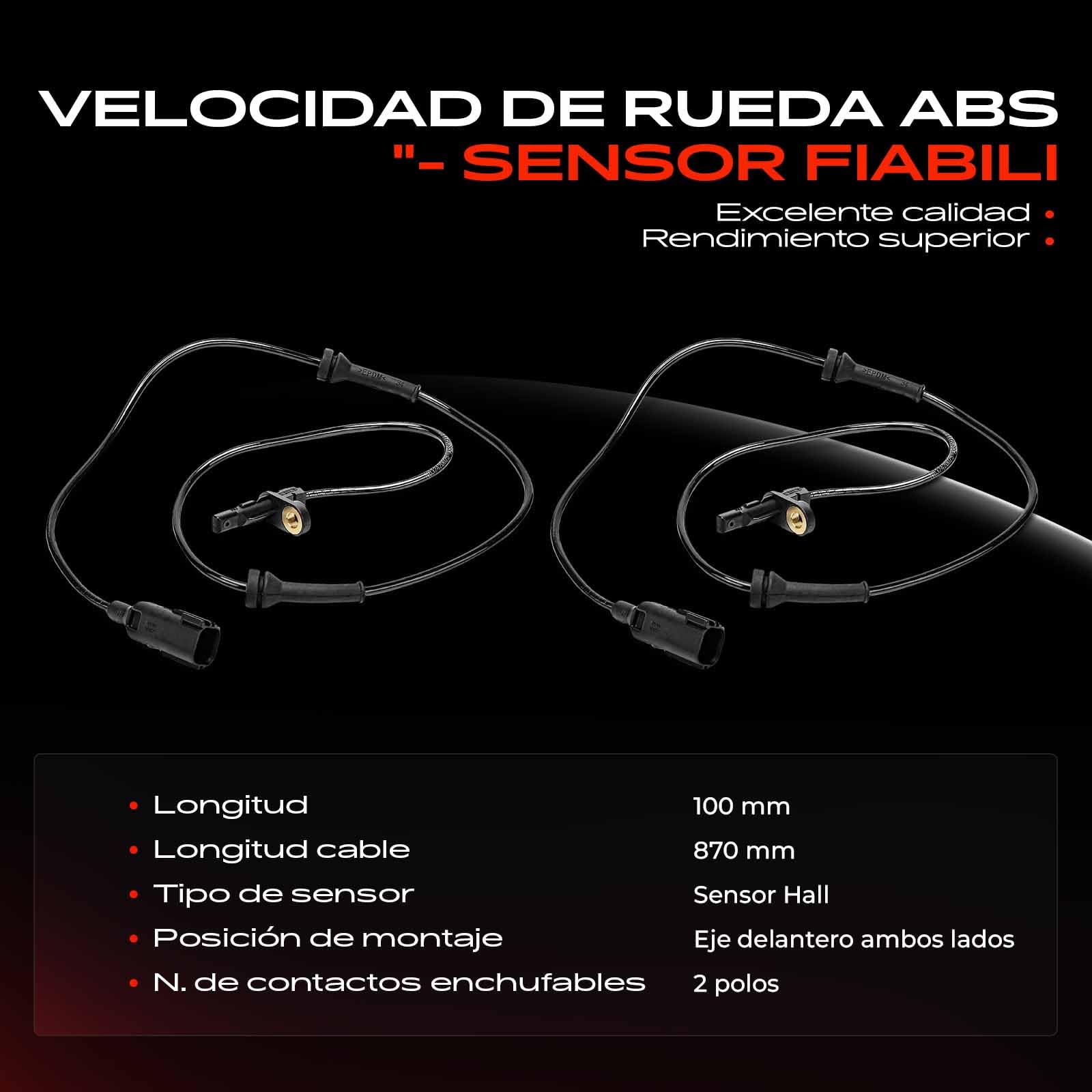 Frankberg 2x Sensor de velocidad de ruedas Sensor ABS 2 Polos Compatible con F-Pace X761 20 TD4 AWD 20 Ti4 AWD 20 SD4 AWD 20 TD4 30 SDV6 AWD 30 SCV6 AWD 2015-2025 Replace# T4A4018G,T4A4018