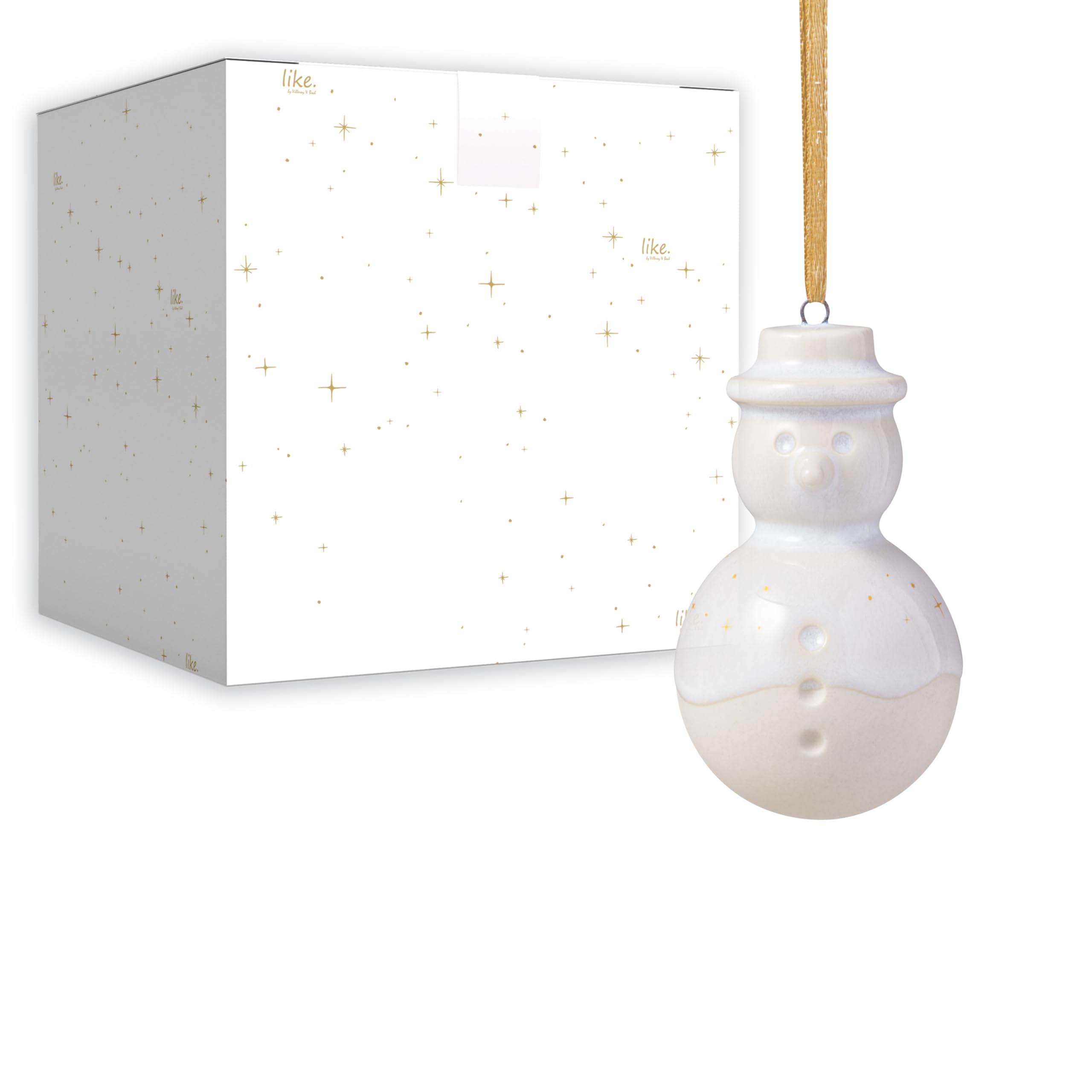 Winter Glow Ornament Schneemann – Premium Porzellan, Weiß, 4,5 x 4,5 x 8 cm (Art.-Nr. 1486714347)