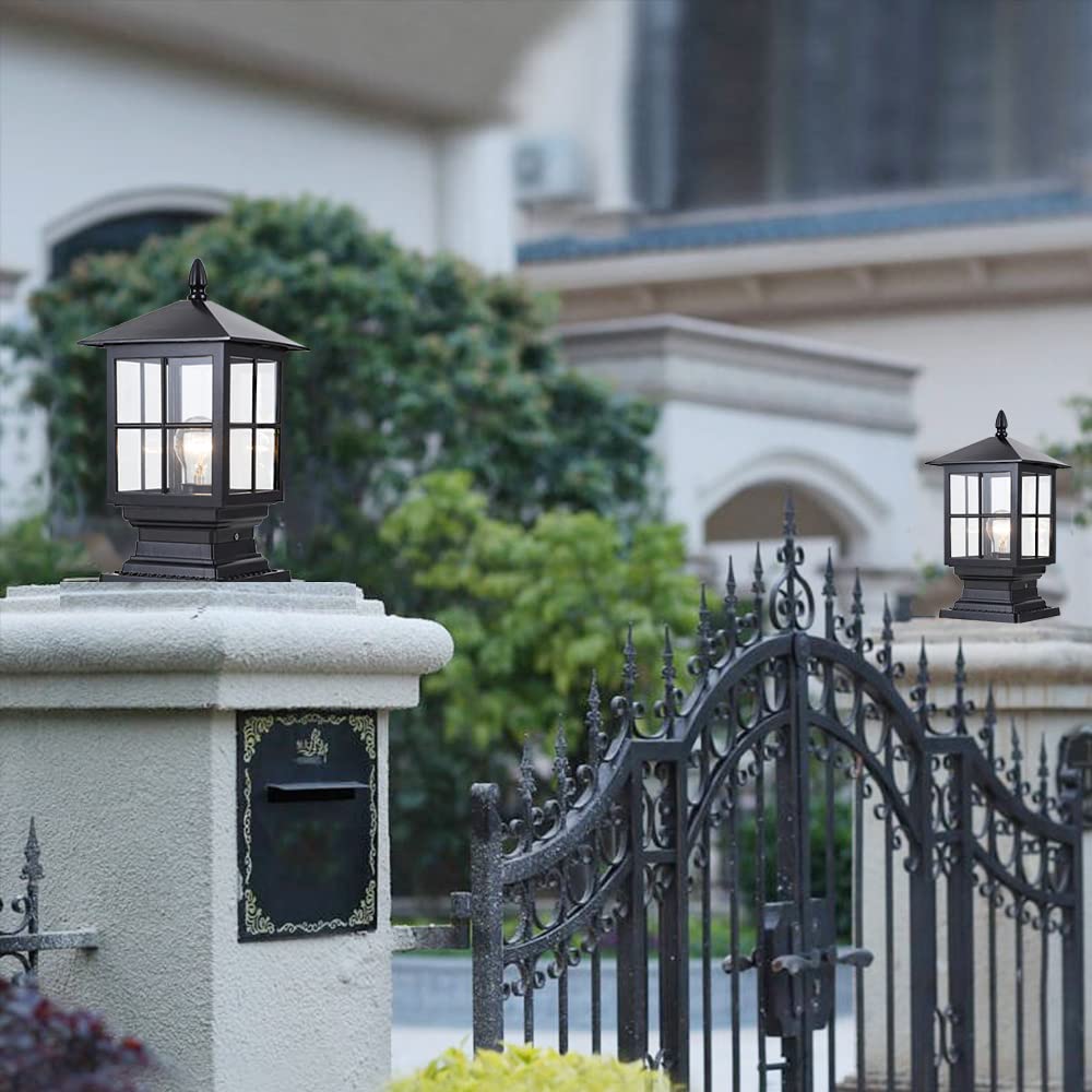 Lampione Da Esterno A Colonna E27 In Alluminio - Design Vintage Impermeabile IP44 Per Giardino, Vialetto E Cancello, 220-240V (Senza Lampadina)