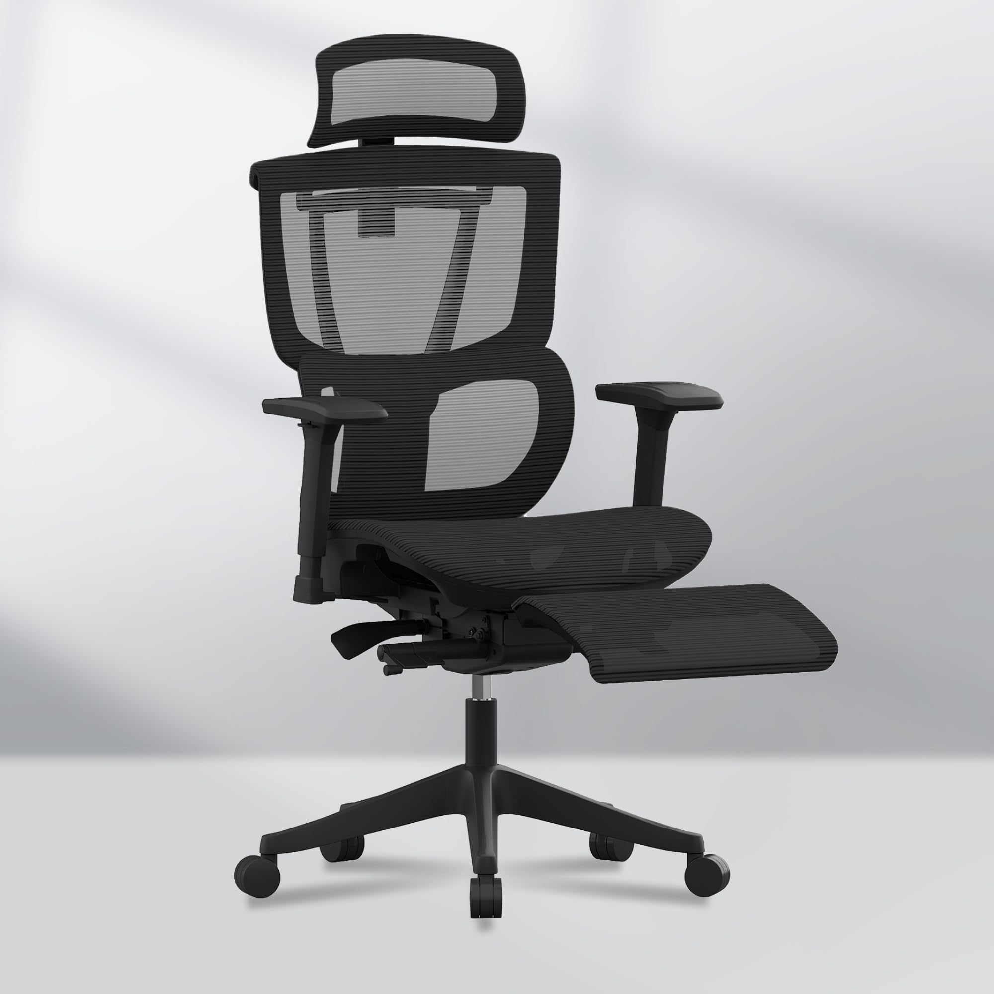 FLEXISPOT C7 Premium Ergonomic Office Chair - Adjustable 3D Armrests, Dynamic Lumbar Support, Recline & Tilt Function, Mesh Seat, Footrest, for Home & Office Use, All Black