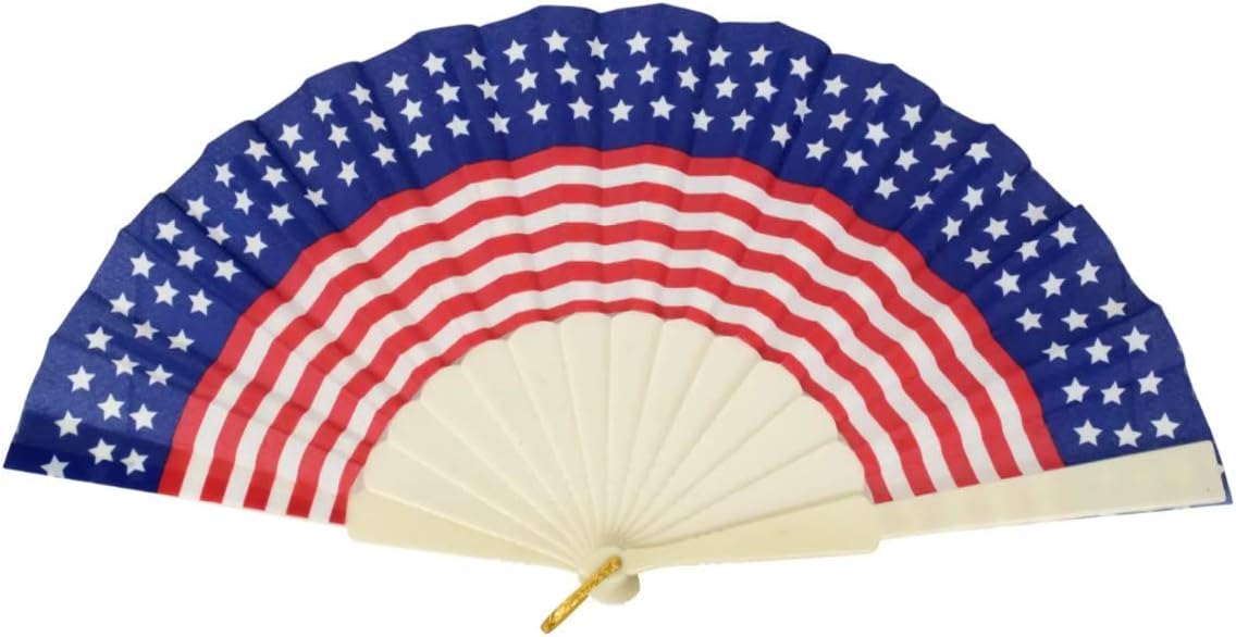 Patriotic Foldable Fan for Memorial Day, Fourth of July, Election + Campaign Events, President's Day, or Patriotic Celebration