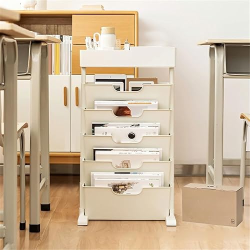 Miniatura 7 de KWOKING Estantería vertical de plástico moderna para mesa extraíble, estantería lateral, escritorio, estante de almacenamiento de revistas, estante