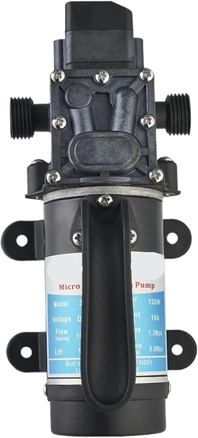 1pc 12V 120W 130PSI 10L / Mini Electric Water Pump Water Sprayer Car Wash Black Micro High Pressure Diaphragm(24V Power 5A)