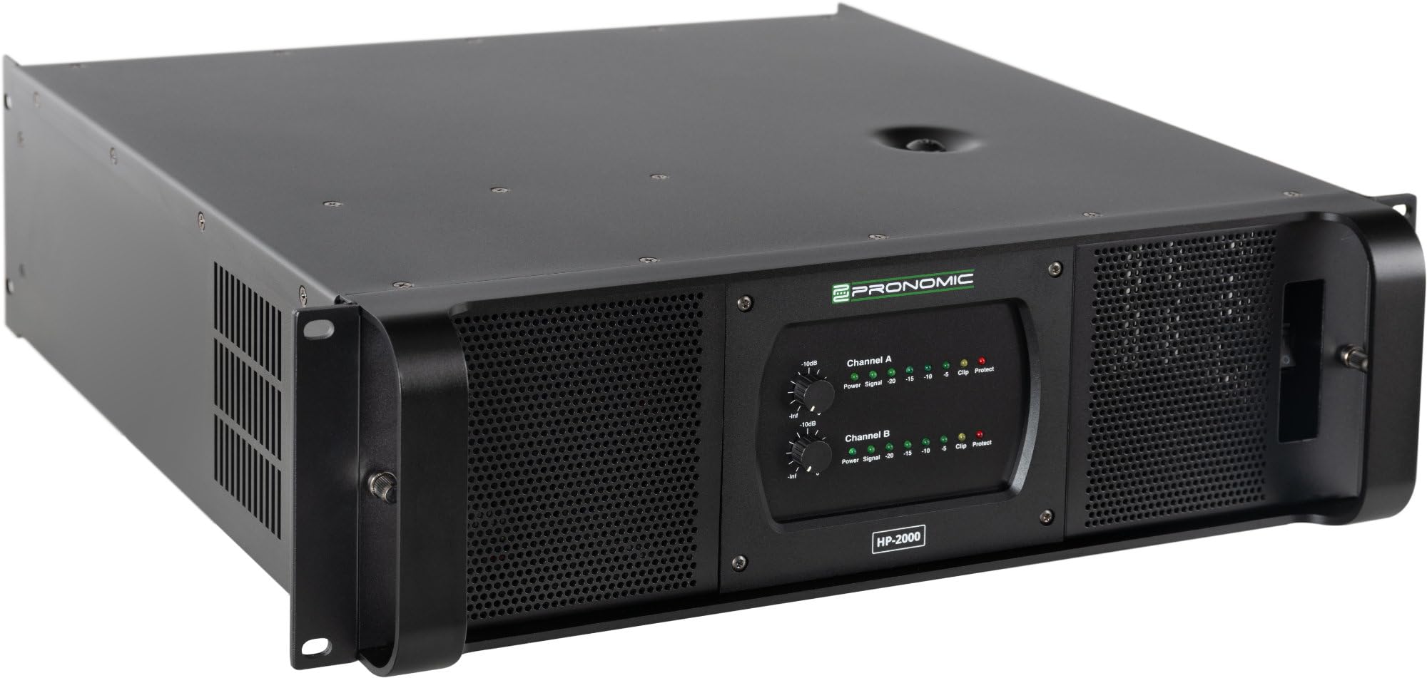 Pronomic HP-2000 Finale 2x 3000 Watt - Potenza in uscita (4 Ohm): 2x 3000 Watt - Filtri passa-alto/basso commutabili con frequenza crossover regolabile - Guadagno d'ingresso selezionabile - Nero
