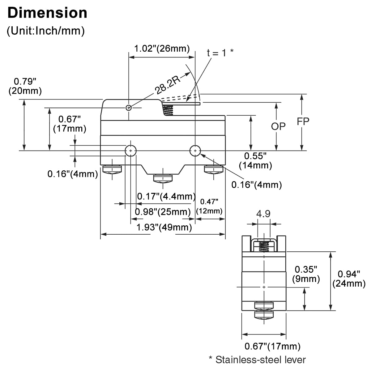 【mimi】Switch MINI SWITCH ON/OFF/ON DORE DPDT ALLPARTS