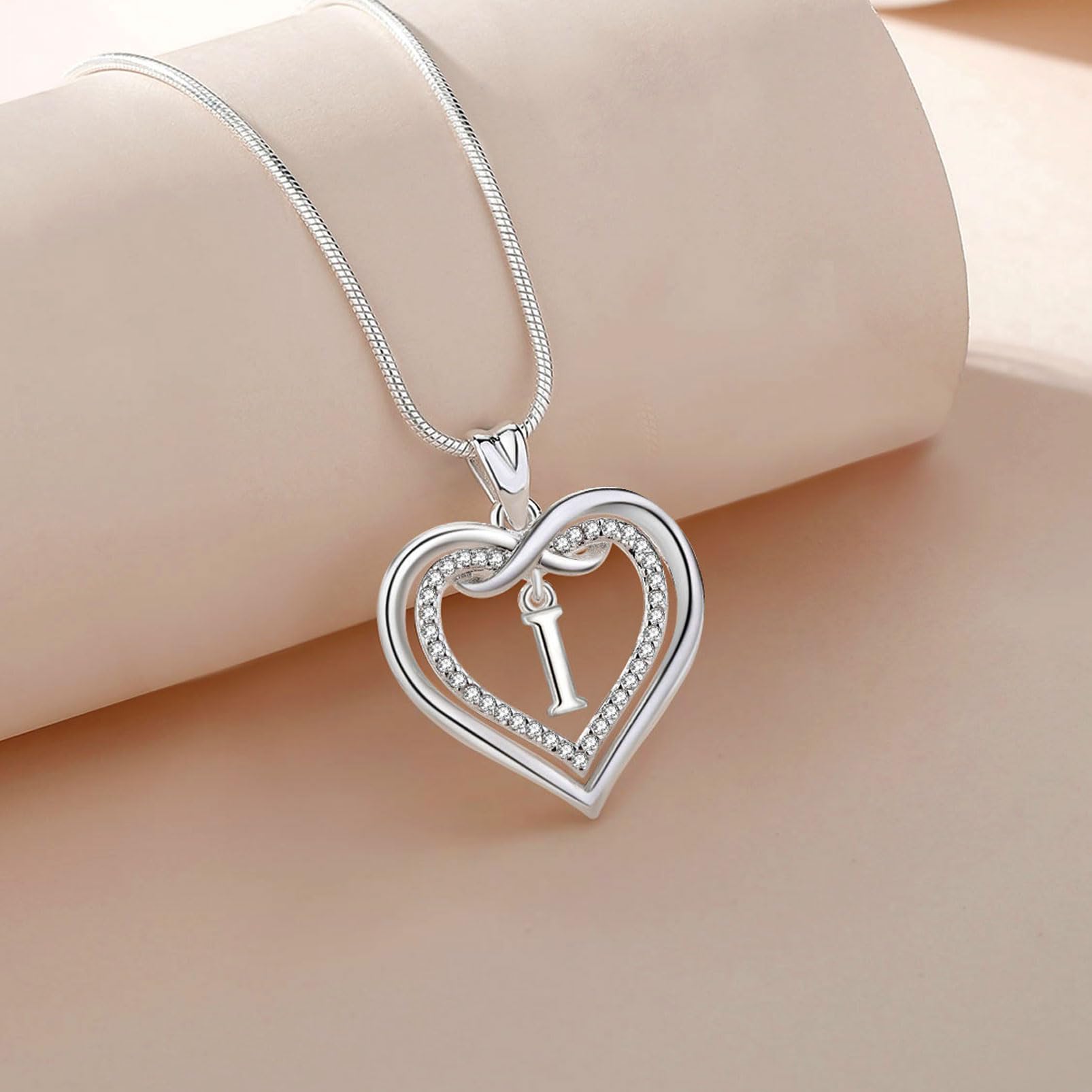 EUDORA Harmony Ball Collana con Iniziale per donne, Regalo di Gioielli con Pendente a Doppia Lettera a Cuore, Nome Dell'alfabeto Regalo di Compleanno Personalizzato per Mamma Figlia, 22"