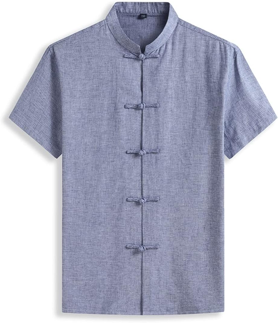 HOBIVA Menshortsleeves Plus Size Men Cotton Shirt Summer Thin Loose Short Sleeves Casual Fu High (Size : 7XL)