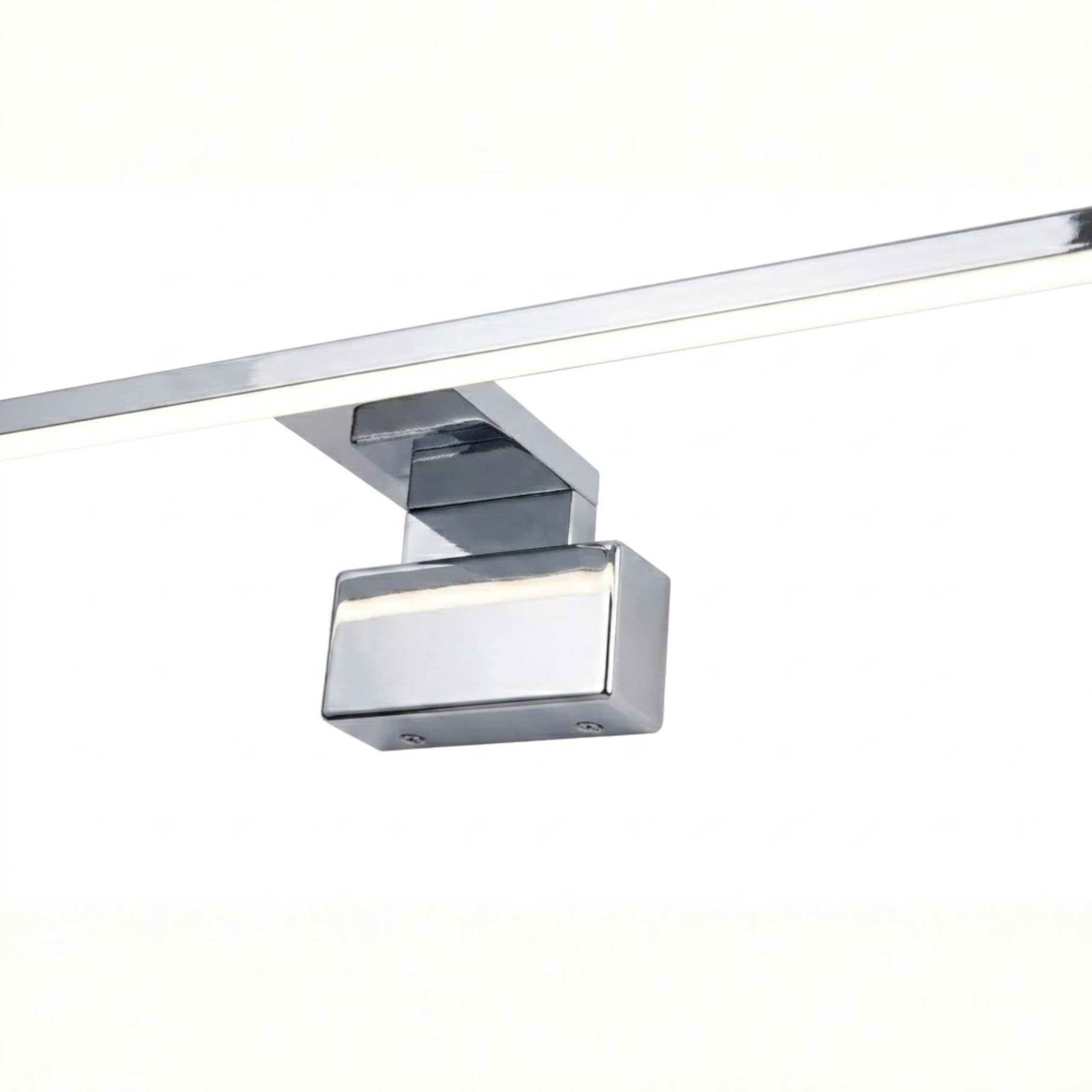 kalb LED Badleuchte Running Light 80 cm IP44 Spiegelleuchte mit Lichtlauf Effekt, 230V Badezimmerlampe für Wand oder Spiegelschrank, Schwarz/Chrom, 3000K/4000K (Chrom, Neutralweiß)