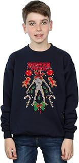 Absolute Cult Netflix Boys Stranger Things Christmas Demogorgon Sweatshirt Navy Blue 12-13 years