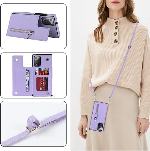 Miniatura 6 de Funda tipo cartera cruzada para Samsung Galaxy Note 20 con soporte para ranura para tarjetas de bloqueo RFID, funda magnética con tapa, bolso de
