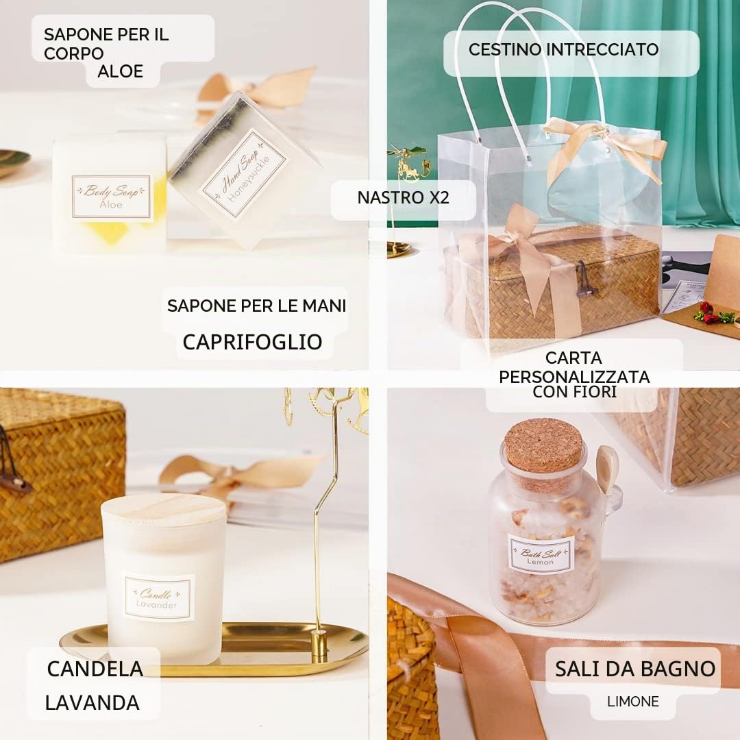 Regalo Donna | Idee Scatola | Regali per Lei | Cura del corpo e benessere Cestino intrecciato riutilizzabile e biglietto personalizzato Compleanno Scatole Mamma Migliore Amica Ragazza Originale Utile
