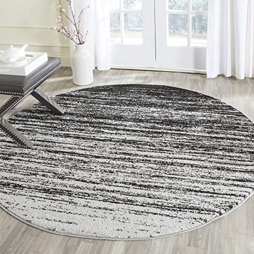 Safavieh Adirondack Collection 6' Round Ivory / Silver Adr113B Modern Ombre Non-Shedding Dining Room Entryway Foyer Living Room Bedroom Area Rug #TOP3